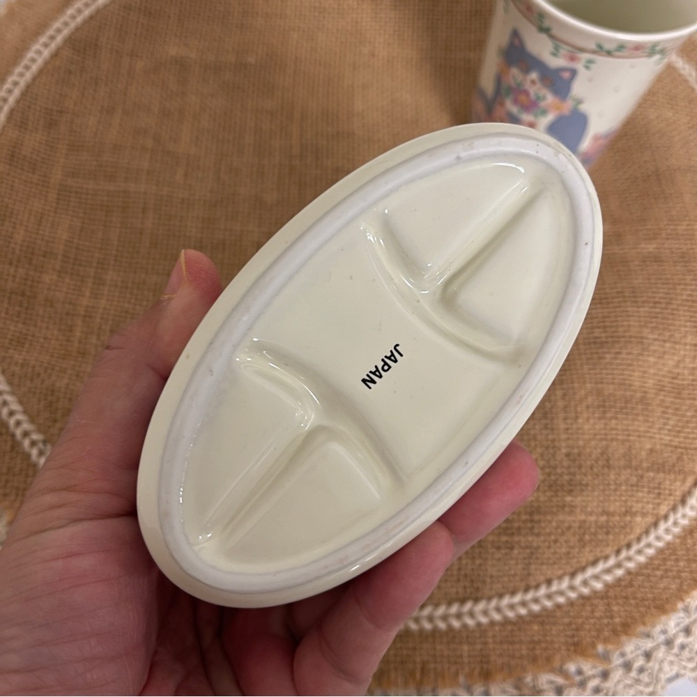 NWT vintage Japan 3pcs porcelain toothbrush holder /tumbler /loap dish gift set - Picture 7 of 11